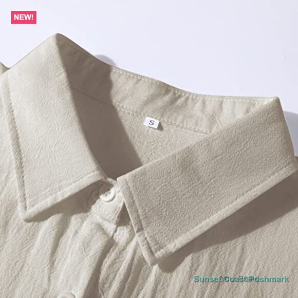 Button Down Cotton Linen Maxi Shirtdress Long Sleeve Casual Beach Dress - Picture 6 of 7